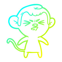 cold gradient line drawing cartoon angry monkey