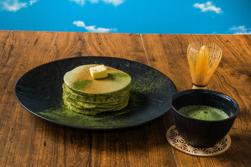抹茶パンケーキ　Japanese Style (Powder Green Tea) Pancake 