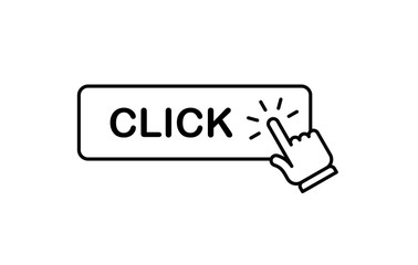 Click here button with hand clicking icon