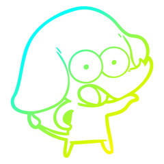 cold gradient line drawing cute cartoon elephant