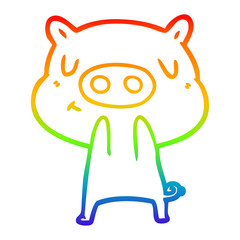 rainbow gradient line drawing cartoon content pig