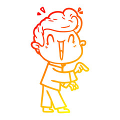 warm gradient line drawing cartoon excited man