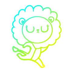 cold gradient line drawing cartoon running lion