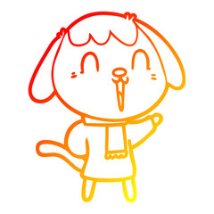 warm gradient line drawing cute cartoon dog