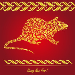 2020 Chinese New Year (year of the rat). Vector illustration of rat in paper cut style for greeting card, banner and poster design.