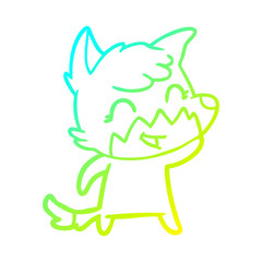 cold gradient line drawing happy cartoon fox
