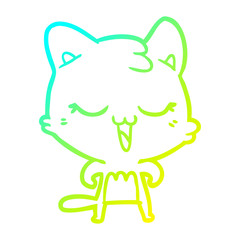cold gradient line drawing happy cartoon cat