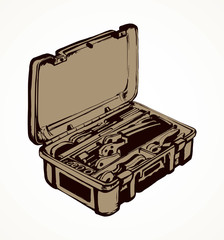 Suitcase with tools. Vector drawing