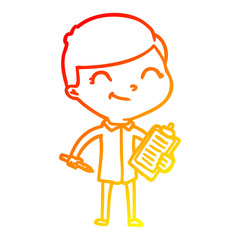 warm gradient line drawing cartoon boy smiling