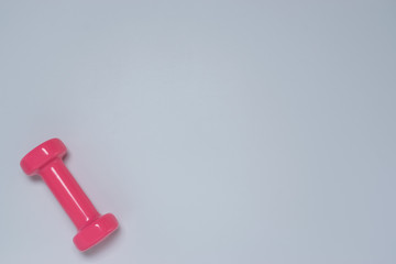 Top view flat lay healthy object with dumbbells for sport or exercise concept.