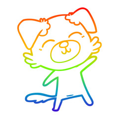 rainbow gradient line drawing cartoon dog
