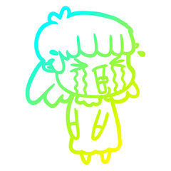 cold gradient line drawing cartoon woman