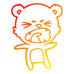 warm gradient line drawing angry cartoon bear