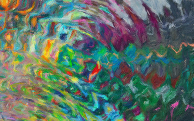 Oil pastel drawing. Abstract color background. Fine art print. Impressionism style abstraction. Modern surrealism painting. Good as wall decor poster. Stock. Surreal design. Handmade texture template.
