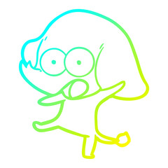 cold gradient line drawing cute cartoon elephant