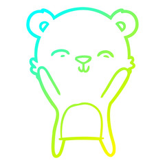 cold gradient line drawing happy cartoon polar bear
