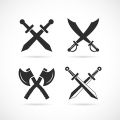 Crossed old weapon vector icon