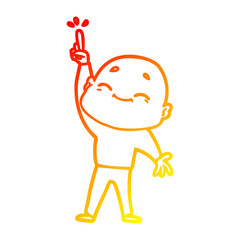 warm gradient line drawing cartoon bald man dancing