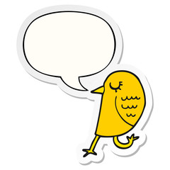 cartoon bird and speech bubble sticker
