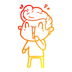 warm gradient line drawing cartoon excited man