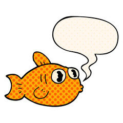 cartoon fish and speech bubble in comic book style