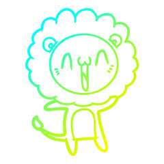 cold gradient line drawing happy cartoon lion