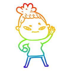 rainbow gradient line drawing cartoon woman