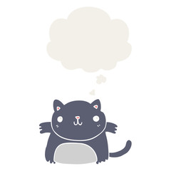cartoon cat and thought bubble in retro style