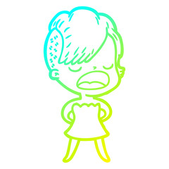 cold gradient line drawing cartoon cool hipster girl talking