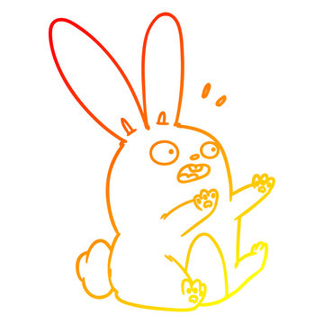 recommend clip art: warm gradient line drawing cartoon startled rabbit