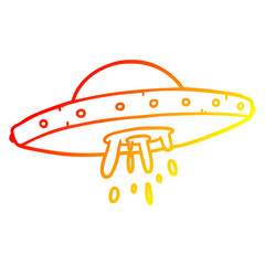 warm gradient line drawing flying UFO