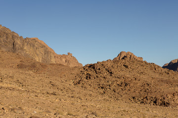 Amazing Sunrise at Sinai Mountain, Beautiful dawn in Egypt, Beautiful view from the mountain	