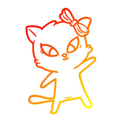 warm gradient line drawing cartoon cat