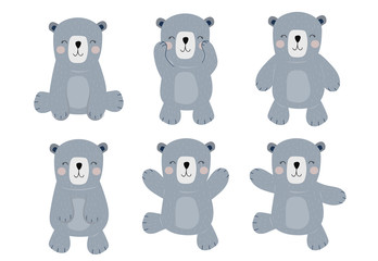 Simple blue bear character.Vector illustration character doodle cartoon