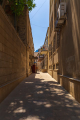 Fototapeta na wymiar Narrow streets in the old city-fortress in Baku