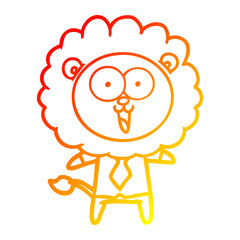 warm gradient line drawing happy cartoon lion