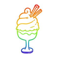 rainbow gradient line drawing ice cream dessert