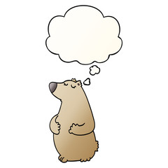 cartoon bear and thought bubble in smooth gradient style