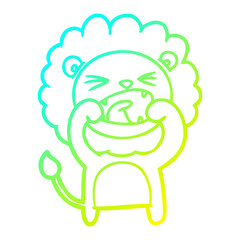cold gradient line drawing cartoon lion