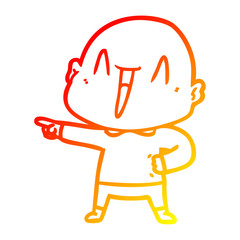 warm gradient line drawing happy cartoon bald man
