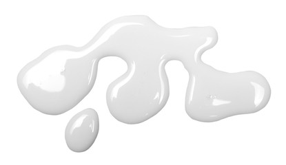 Spilled milk puddle isolated on white background and texture, top view
