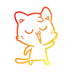 warm gradient line drawing cartoon cat singing