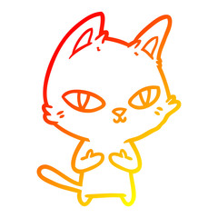 Obraz premium warm gradient line drawing cartoon cat staring