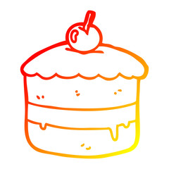 warm gradient line drawing cartoon cake