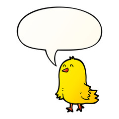 cartoon bird and speech bubble in smooth gradient style