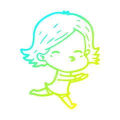 cold gradient line drawing cartoon woman