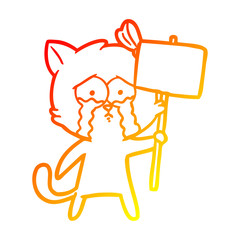 warm gradient line drawing cartoon cat