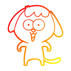 warm gradient line drawing cute cartoon dog