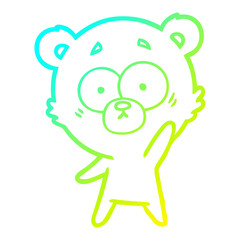 cold gradient line drawing surprised polar bear cartoon