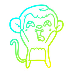 cold gradient line drawing crazy cartoon monkey